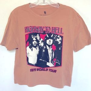 AC/DC Highway to Hell World Tour 1979 Vintage Destroyed Crop Junk Food t shirt